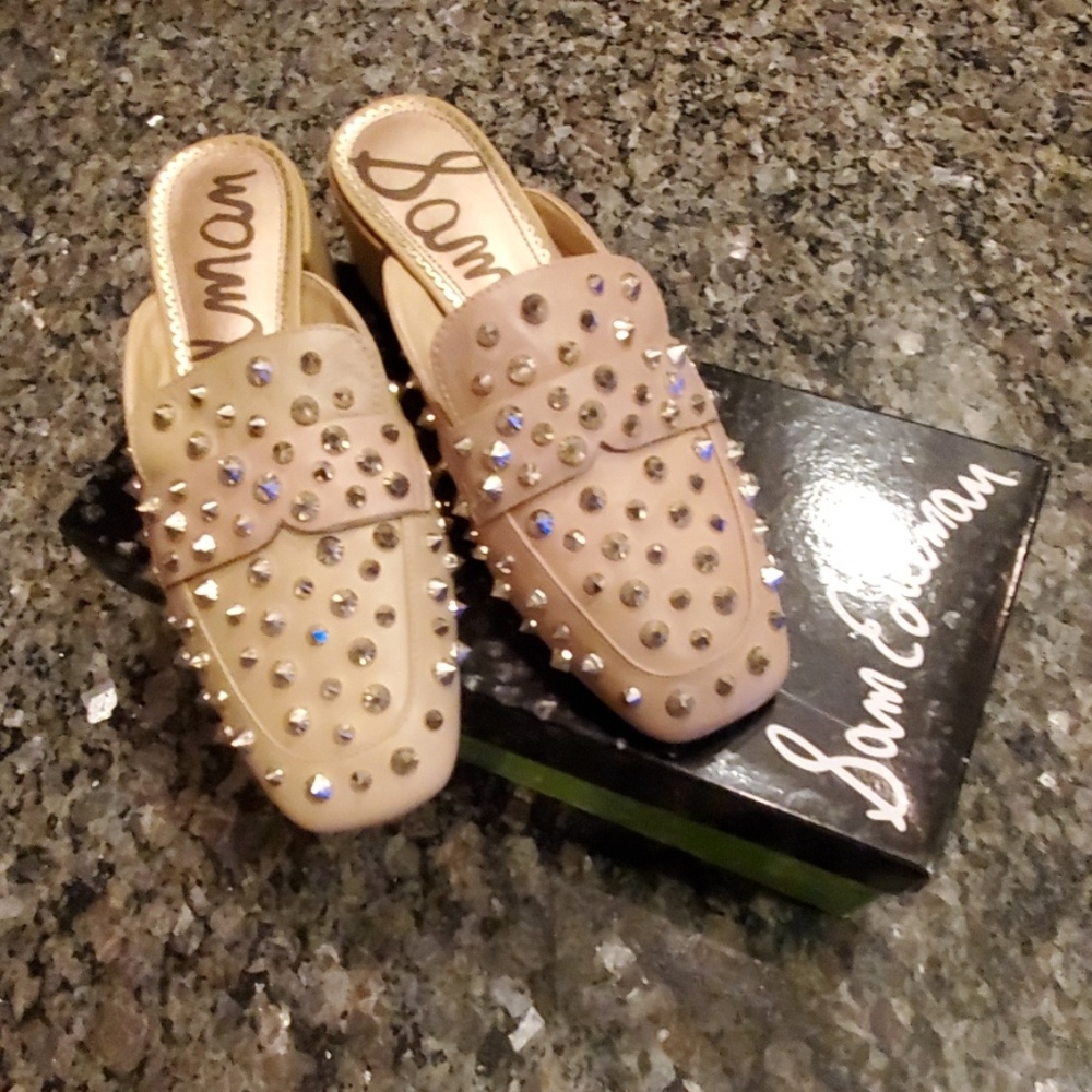 Sam Edelman Augustus Nude Studded Mules - Picture 2 of 8